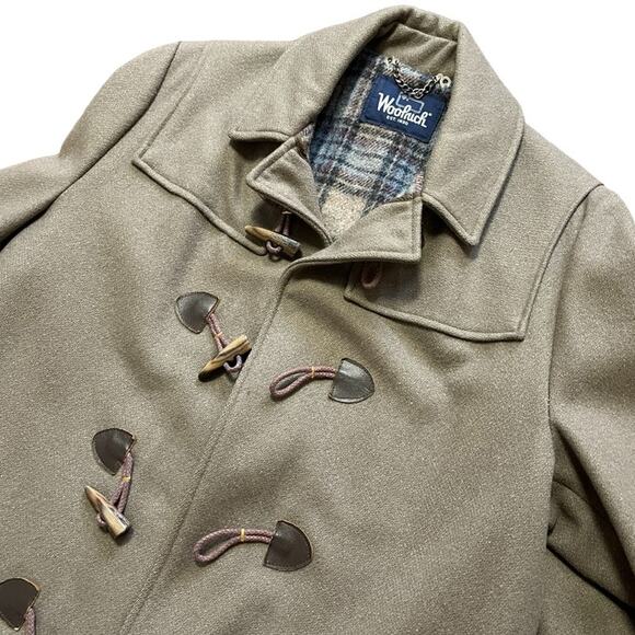 VTG WOOLRICH Pure Wool Duffle Coat in Taupe brown 60s 70s SZ 40 - Picture 3 of 10